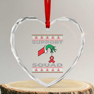 Funny Green Hand Red Ribbon HIV Awareness Heart Crystal Glass Ornament Support Squad Ugly Sweater Gift TS12 Transparent Glass 3'' Heart Print Your Wear