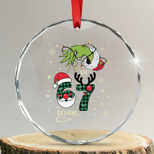 Funny Green Hand Six Seven Meme Crystal Glass Ornament Gen Z Alpha Xmas Gift TS12 Transparent Glass 3'' Circle Print Your Wear