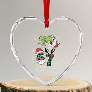 Funny Green Hand Six Seven Meme Heart Crystal Glass Ornament Gen Z Alpha Xmas Gift TS12 Transparent Glass 3'' Heart Print Your Wear