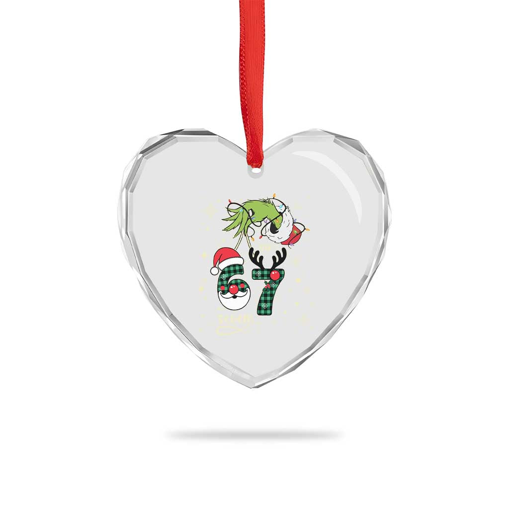 Funny Green Hand Six Seven Meme Heart Crystal Glass Ornament Gen Z Alpha Xmas Gift TS12 Print Your Wear