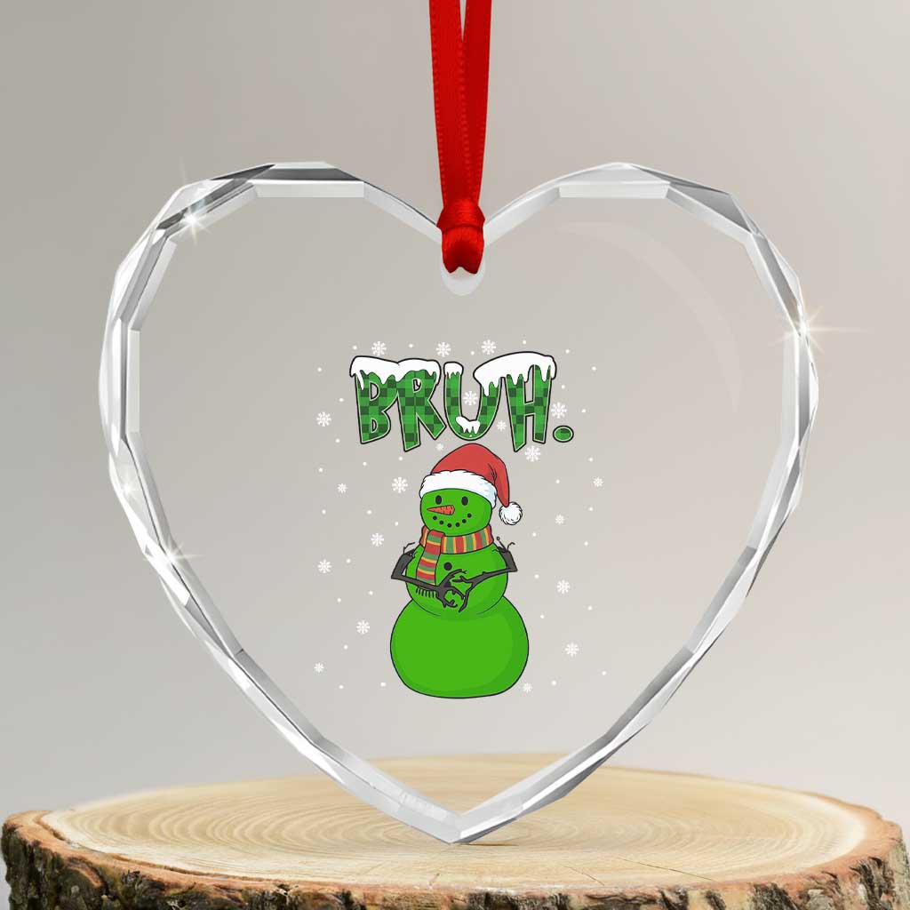 Funny Green Snowman Six Seven Meme Heart Crystal Glass Ornament Christmas Gift For Gen Z TS12 Transparent Glass 3'' Heart Print Your Wear