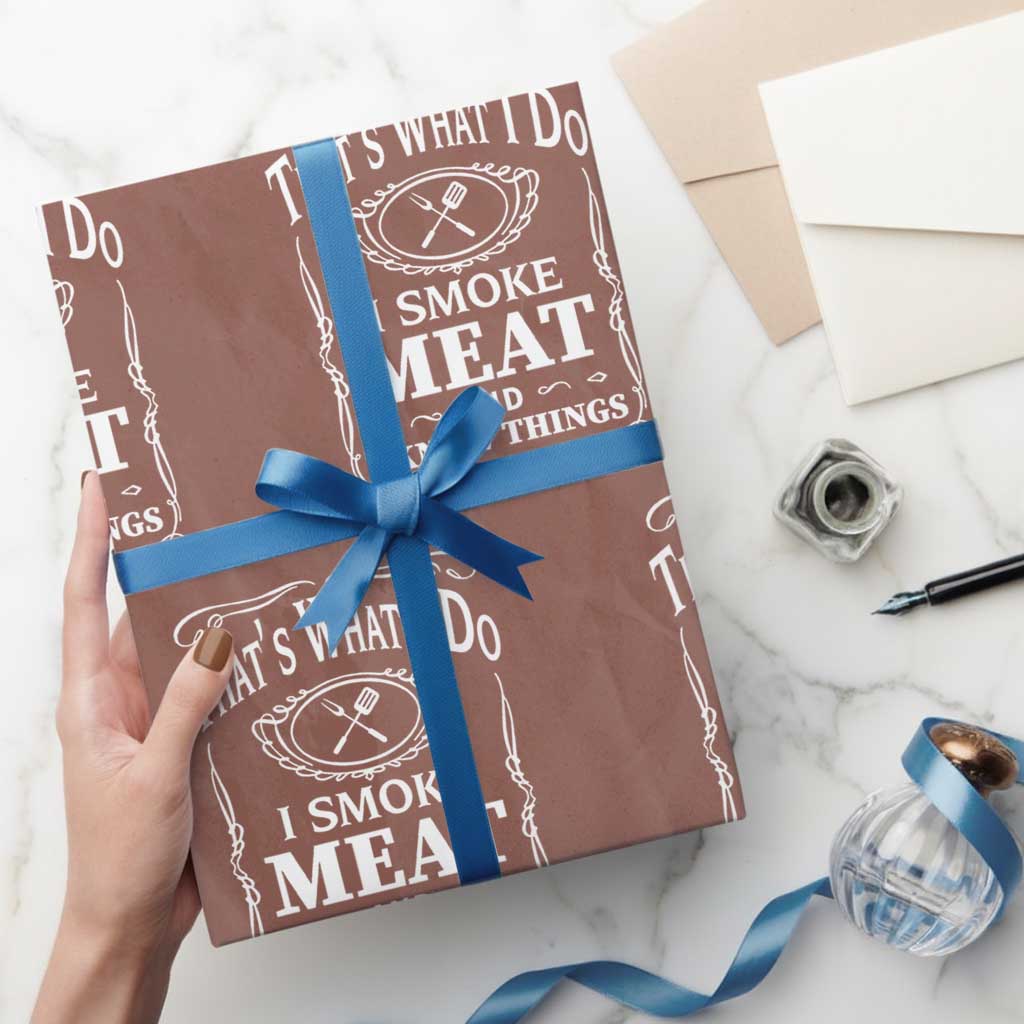 Funny Grilling BBQ Wrapping Paper Roll That's What I Do I Smoke Meat And I Know Things Father's Day - Print Your Wear