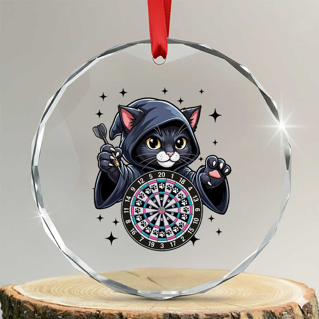 Funny Grim Reaper Cat Dart Player Crystal Glass Ornament Gothic Dartist Gift TS12 Transparent Glass 3'' Circle Print Your Wear
