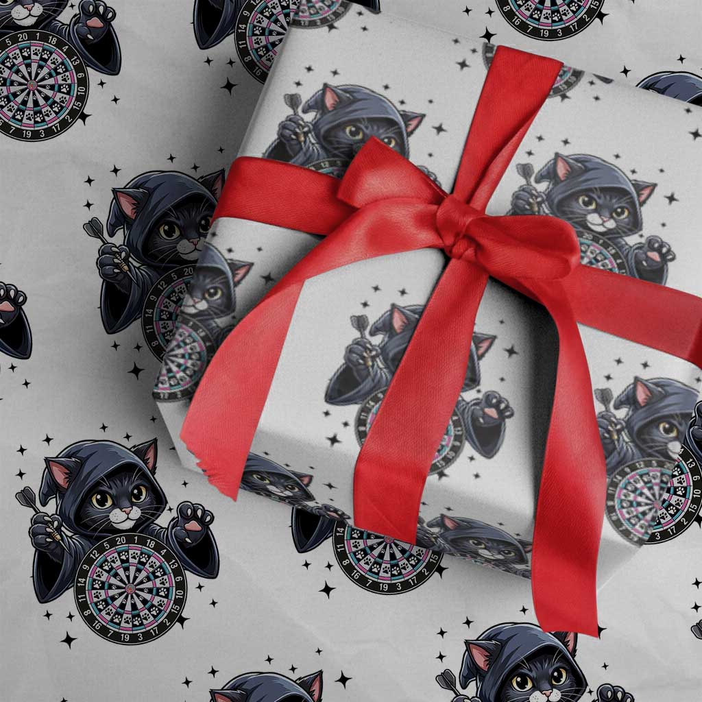 Funny Grim Reaper Cat Dart Player Wrapping Paper Roll Gothic Dartist Gift TS12 White Print Your Wear