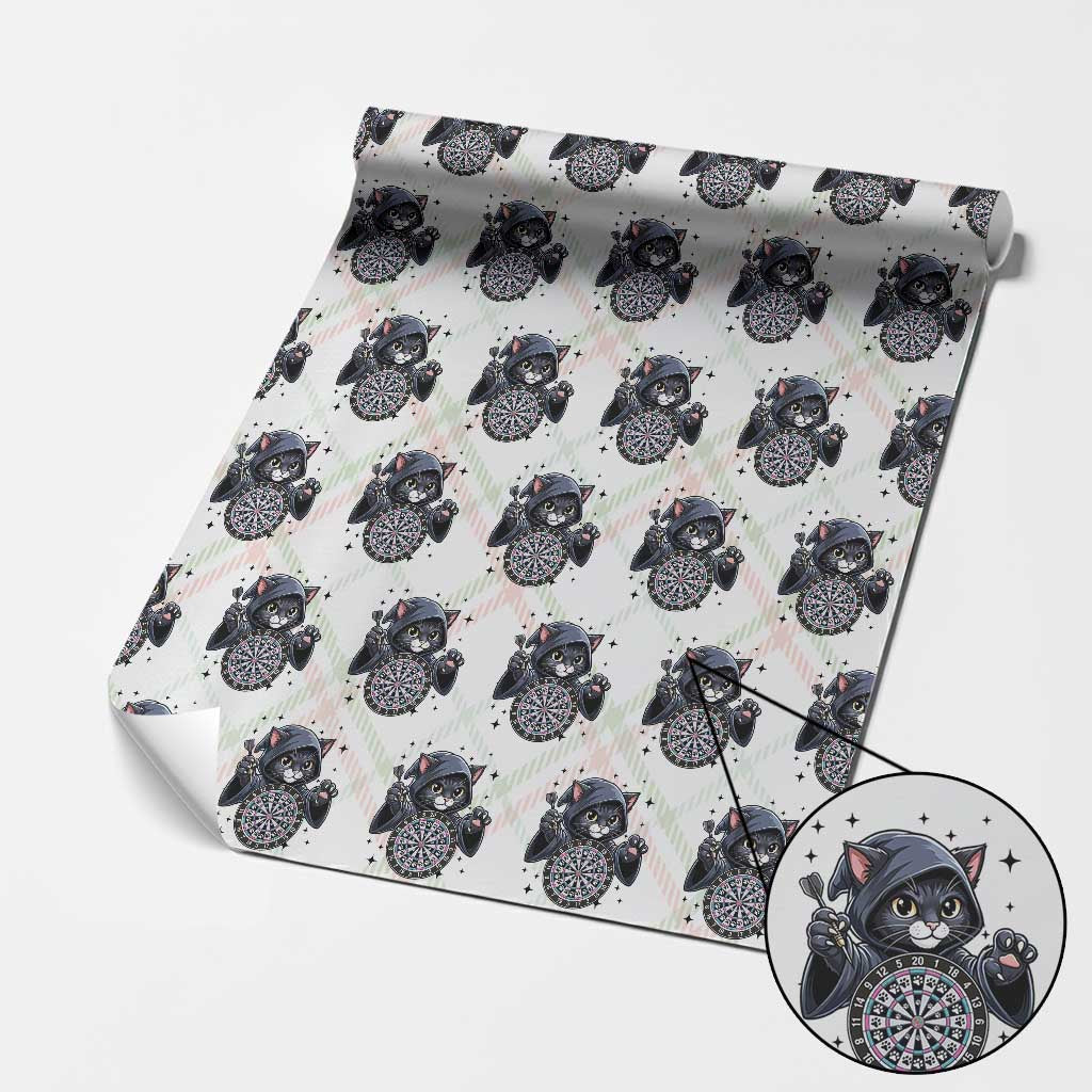 Funny Grim Reaper Cat Dart Player Wrapping Paper Roll Gothic Dartist Gift TS12 Christmas Plaid Print Your Wear