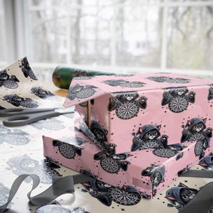 Funny Grim Reaper Cat Dart Player Wrapping Paper Roll Gothic Dartist Gift TS12 Light Pink Print Your Wear