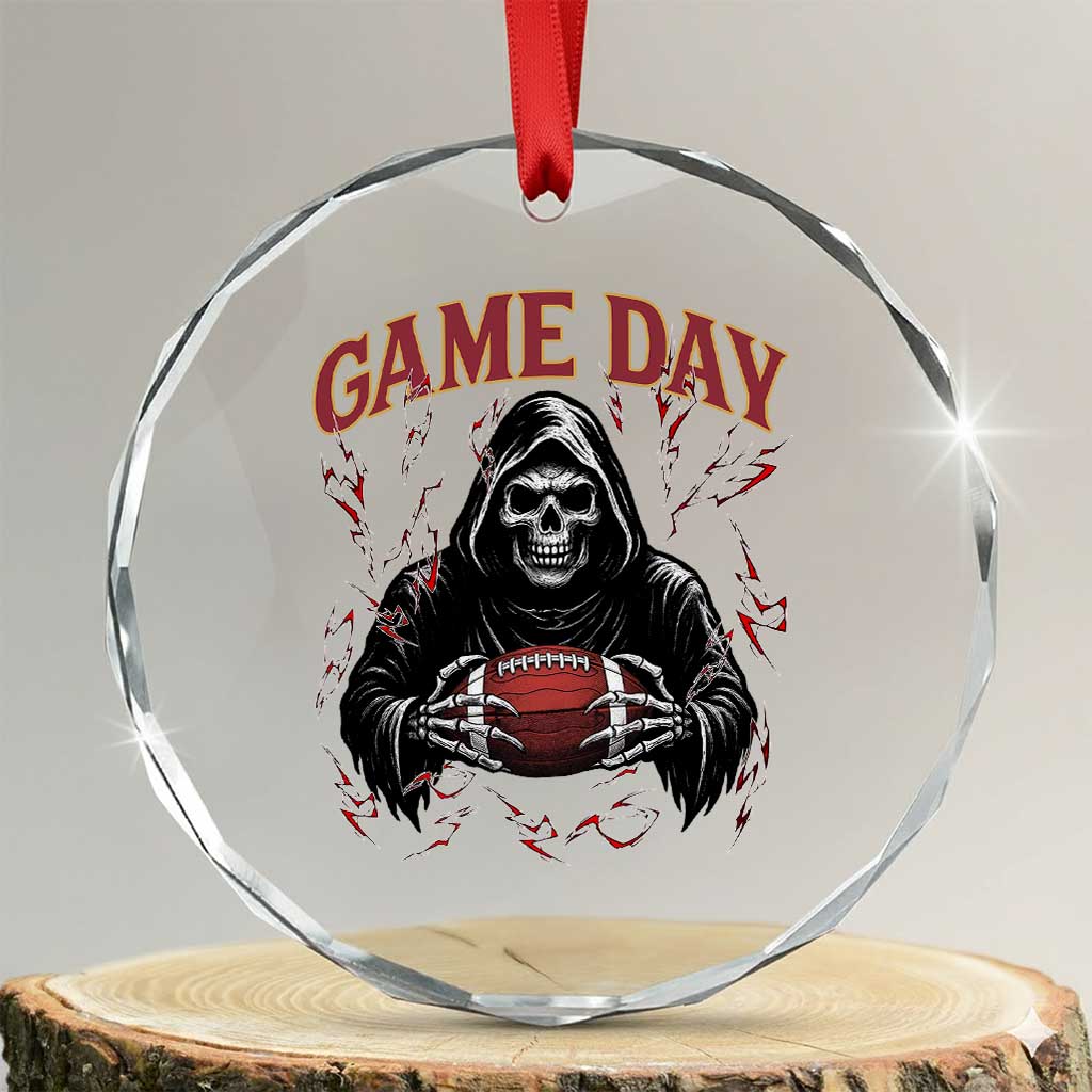 Funny Grim Reaper Dark Football Crystal Glass Ornament Game Day Fan Lifestyle TS12 Transparent Glass 3'' Circle Print Your Wear