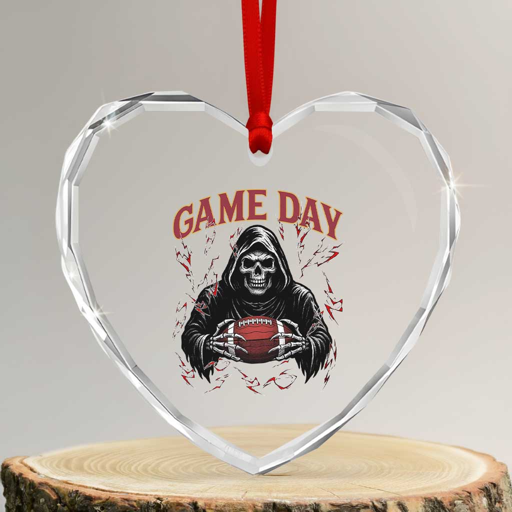 Funny Grim Reaper Dark Football Heart Crystal Glass Ornament Game Day Fan Lifestyle TS12 Transparent Glass 3'' Heart Print Your Wear