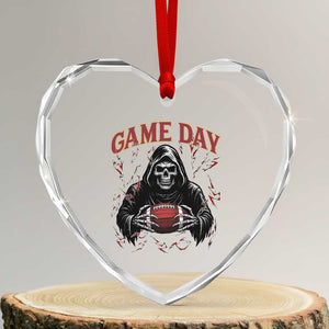 Funny Grim Reaper Dark Football Heart Crystal Glass Ornament Game Day Fan Lifestyle TS12 Transparent Glass 3'' Heart Print Your Wear