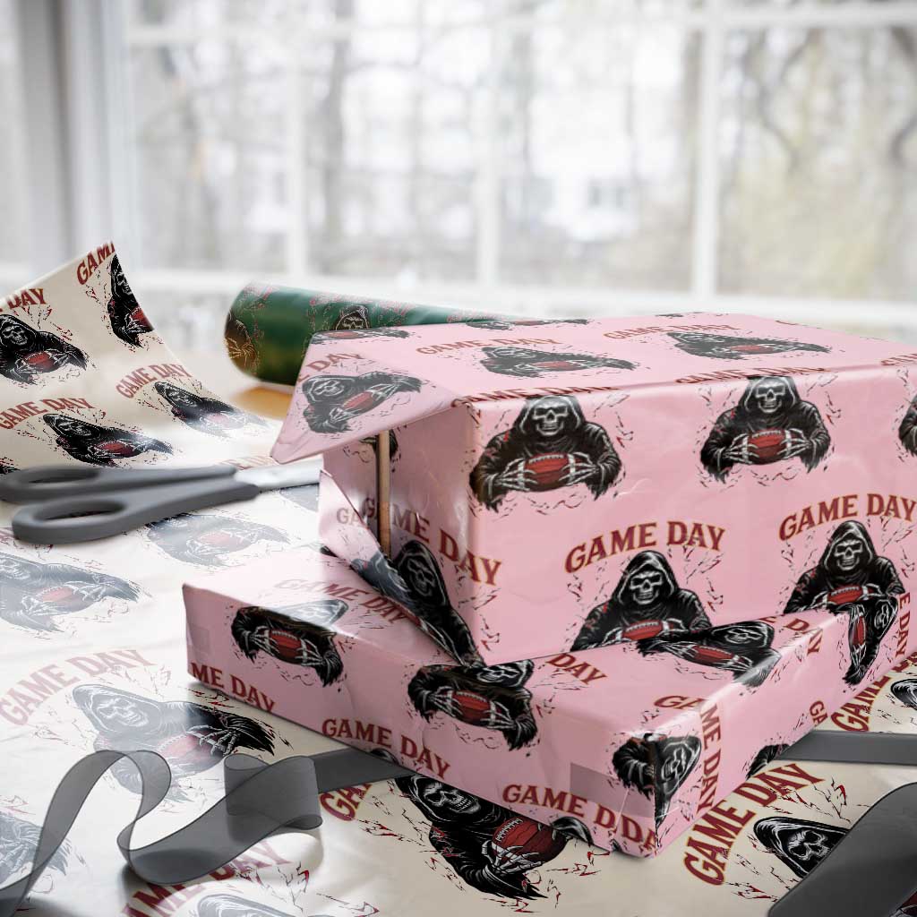 Funny Grim Reaper Dark Football Wrapping Paper Roll Game Day Fan Lifestyle TS12 Light Pink Print Your Wear