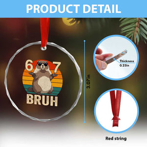 Funny Groundhog 67 Crystal Glass Ornament Six Seven Bruh Retro Vintage Woodchuck Day TS11 Print Your Wear