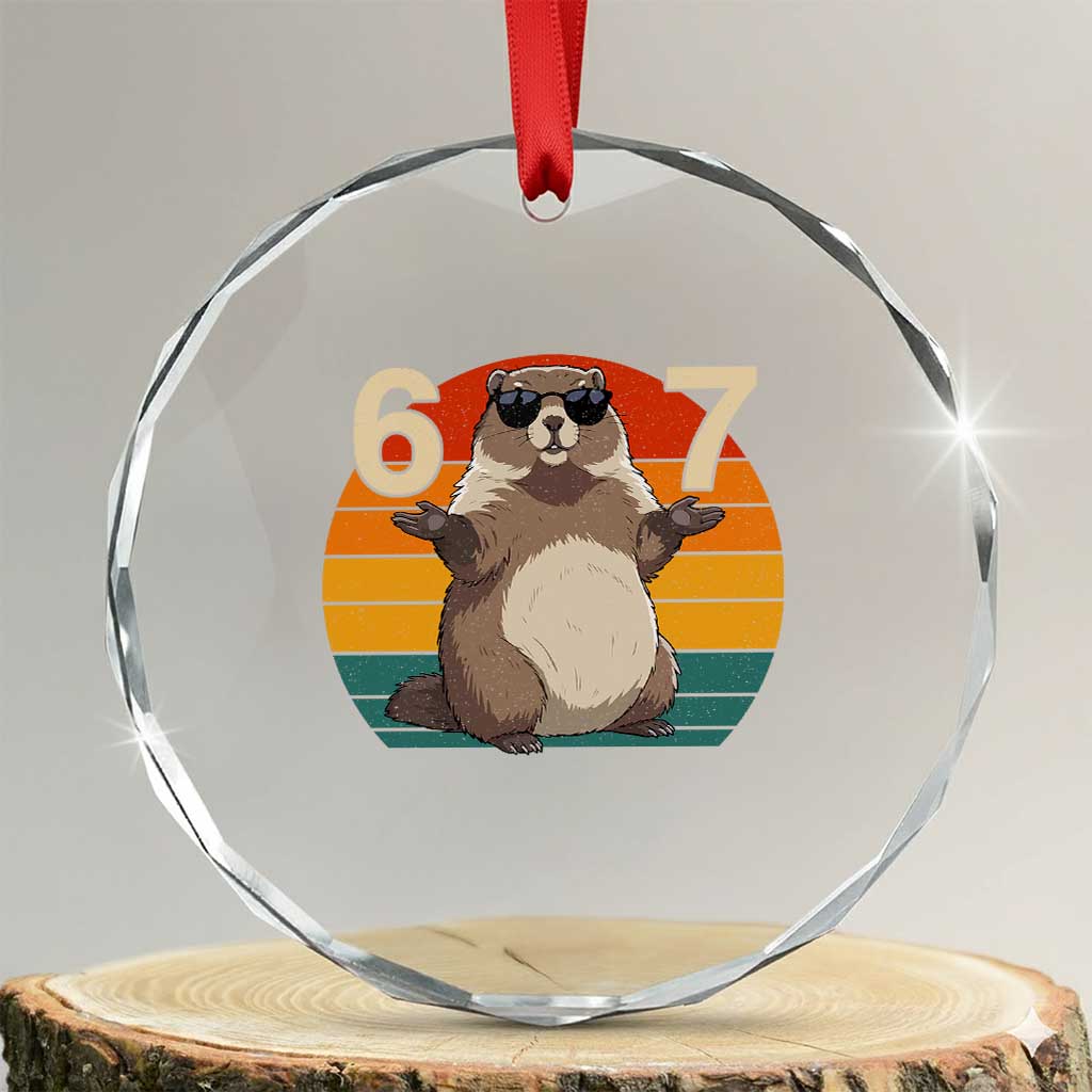 Funny Groundhog 67 Crystal Glass Ornament Six Seven Meme Retro Vintage Woodchuck Day TS11 Transparent Glass 3'' Circle Print Your Wear