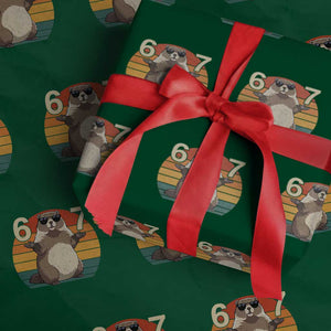 Funny Groundhog 67 Wrapping Paper Roll Six Seven Meme Retro Vintage Woodchuck Day TS11 Green Print Your Wear