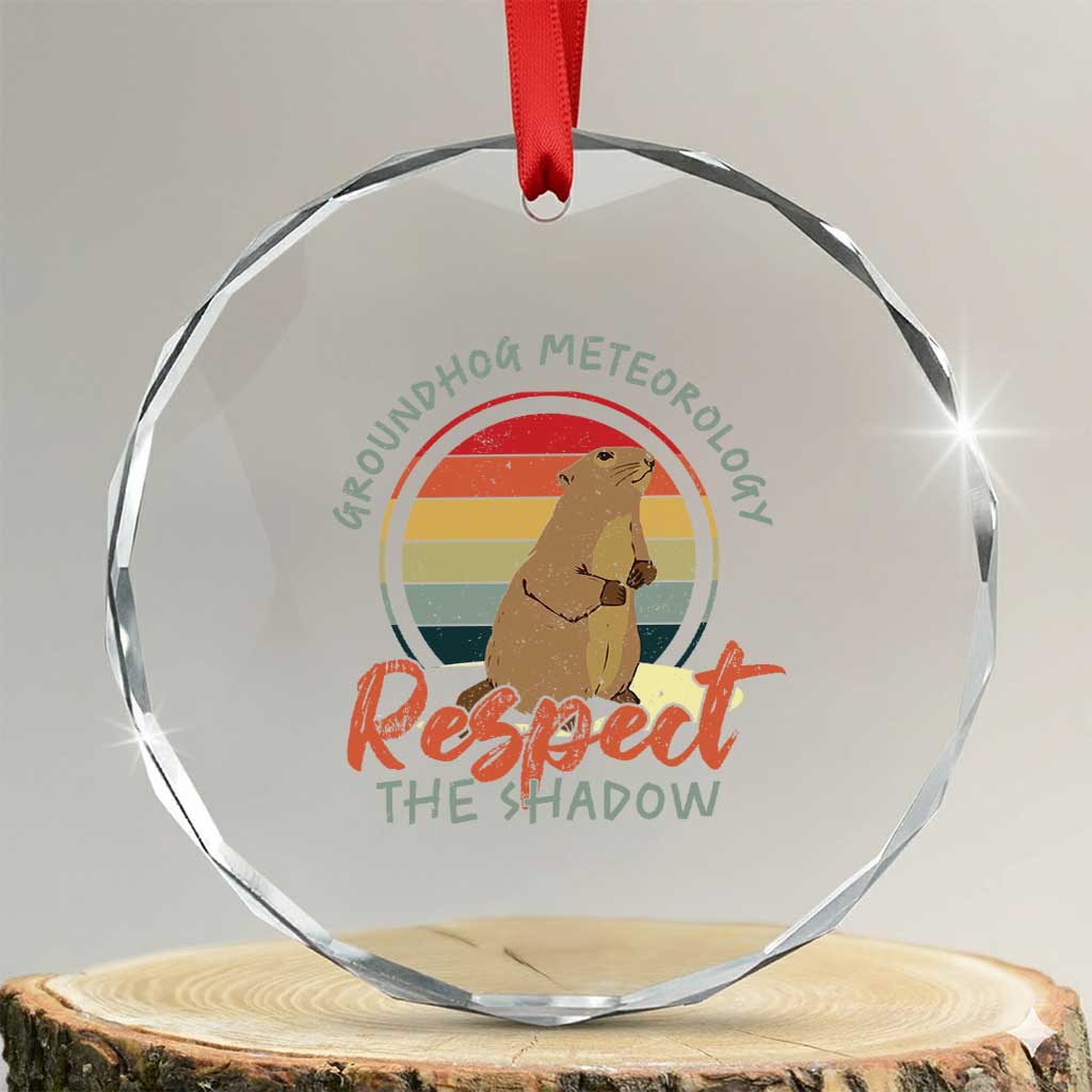 Funny Groundhog Day Crystal Glass Ornament Groundhog Meteorology Respect The Shadow Vintage Retro TS11 Transparent Glass 3'' Circle Print Your Wear