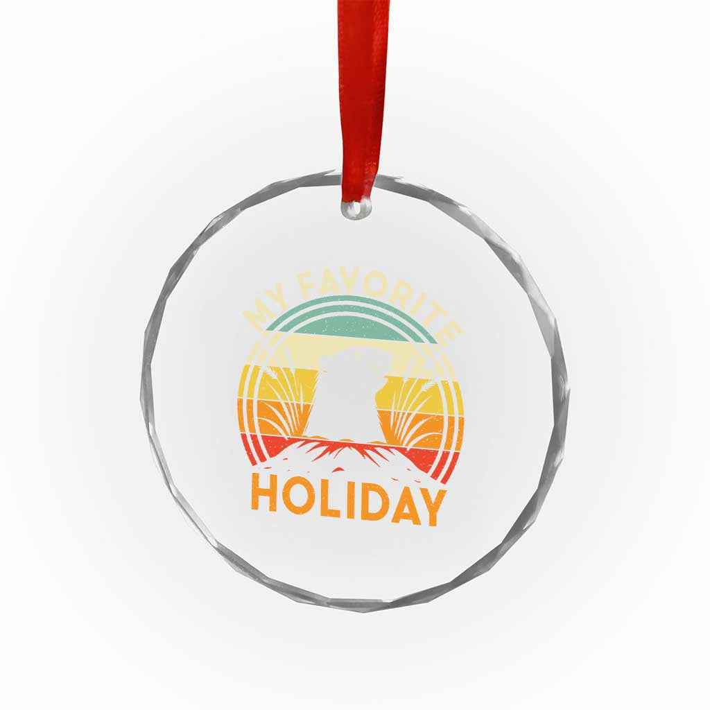 Funny Groundhog Day Crystal Glass Ornament My Favorite Holiday Retro Vintage Woodchuck TS11 Print Your Wear