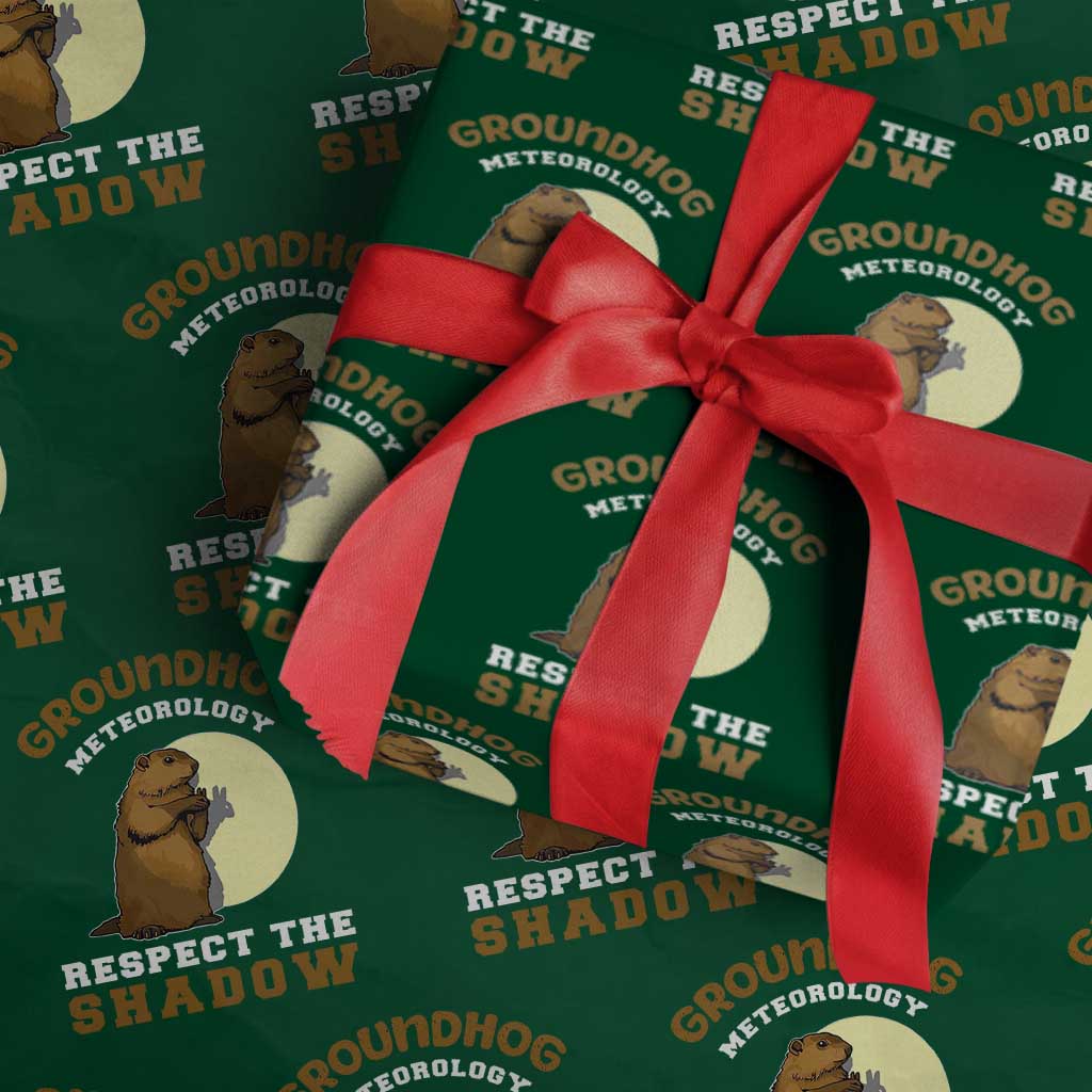 Funny Groundhog Day Wrapping Paper Roll Groundhog Meteorology Respect The Shadow TS11 Green Print Your Wear