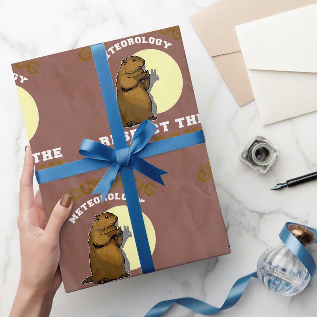 Funny Groundhog Day Wrapping Paper Roll Groundhog Meteorology Respect The Shadow TS11 Mocha Print Your Wear