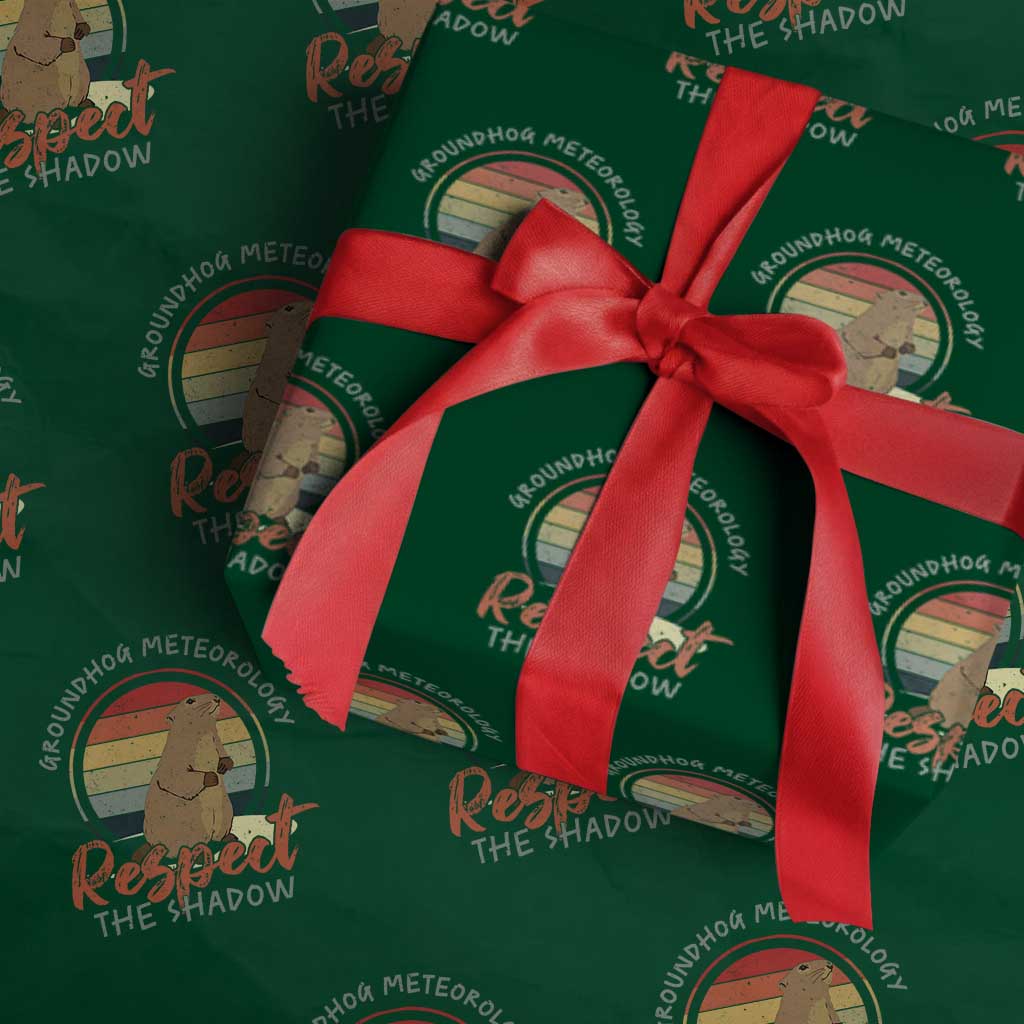 Funny Groundhog Day Wrapping Paper Roll Groundhog Meteorology Respect The Shadow Vintage Retro TS11 Green Print Your Wear