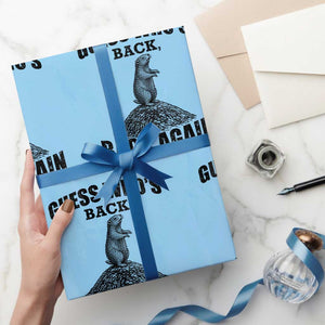 Funny Groundhog Day Wrapping Paper Roll Retro Guess Whos Back TS10 Light Blue Print Your Wear