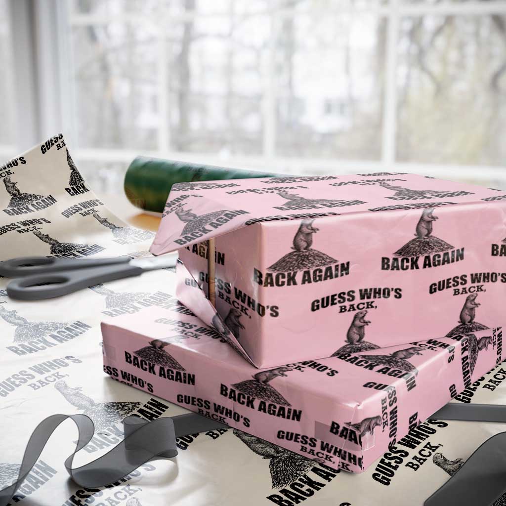 Funny Groundhog Day Wrapping Paper Roll Retro Guess Whos Back TS10 Light Pink Print Your Wear