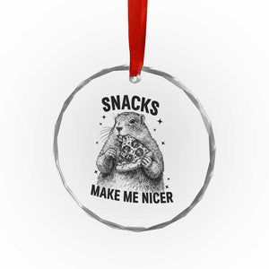Funny Groundhog Eating Pizza Crystal Glass Ornament Snacks Make Me Nicer TS14 Print Your Wear