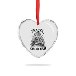 Funny Groundhog Eating Pizza Heart Crystal Glass Ornament Snacks Make Me Nicer TS14 Print Your Wear