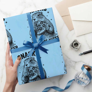 Funny Groundhog Eating Pizza Wrapping Paper Roll Snacks Make Me Nicer TS14 Light Blue Print Your Wear