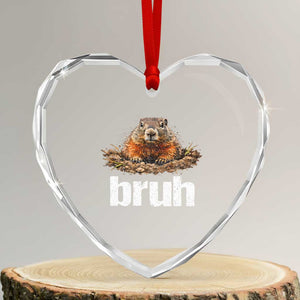 Funny Groundhog Heart Crystal Glass Ornament Ground Hog Meme Lover Bruh Groundhog Day TS10 Transparent Glass 3'' Heart Print Your Wear