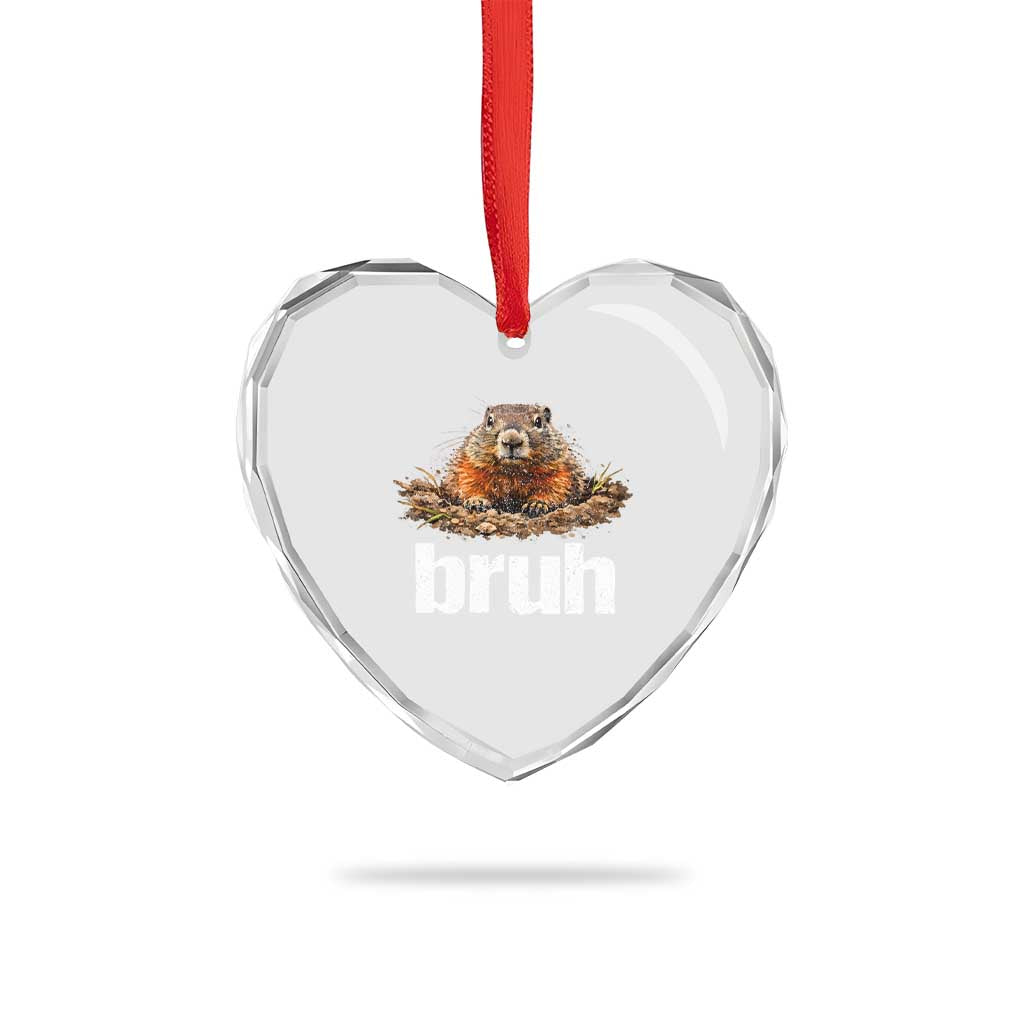 Funny Groundhog Heart Crystal Glass Ornament Ground Hog Meme Lover Bruh Groundhog Day TS10 Print Your Wear