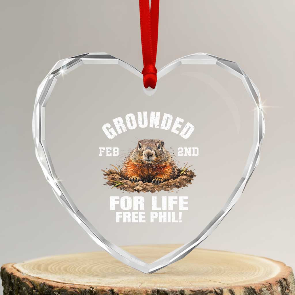Funny Groundhog Heart Crystal Glass Ornament Grounded For Life Ground Hog Day TS10 Transparent Glass 3'' Heart Print Your Wear