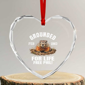 Funny Groundhog Heart Crystal Glass Ornament Grounded For Life Ground Hog Day TS10 Transparent Glass 3'' Heart Print Your Wear