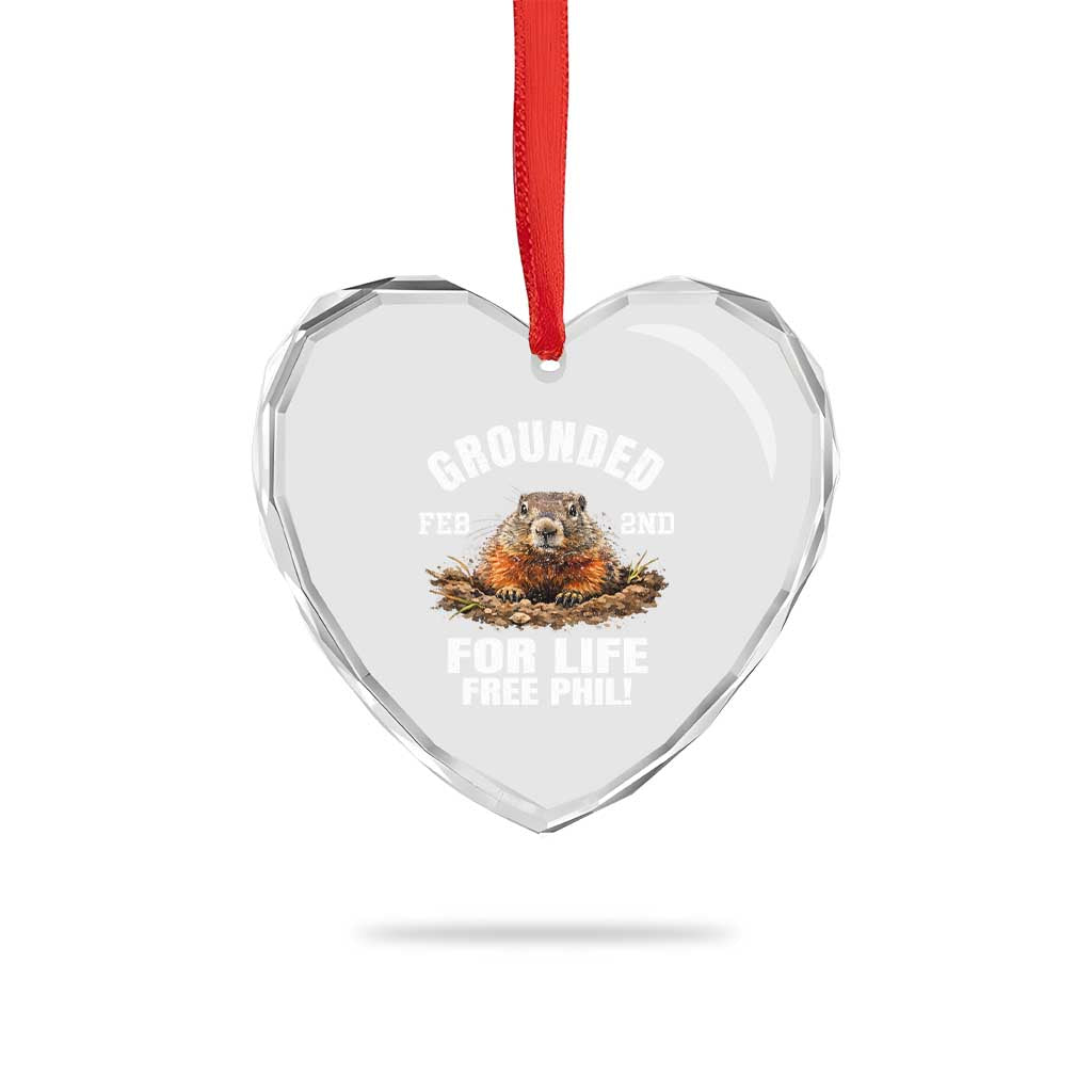 Funny Groundhog Heart Crystal Glass Ornament Grounded For Life Ground Hog Day TS10 Print Your Wear