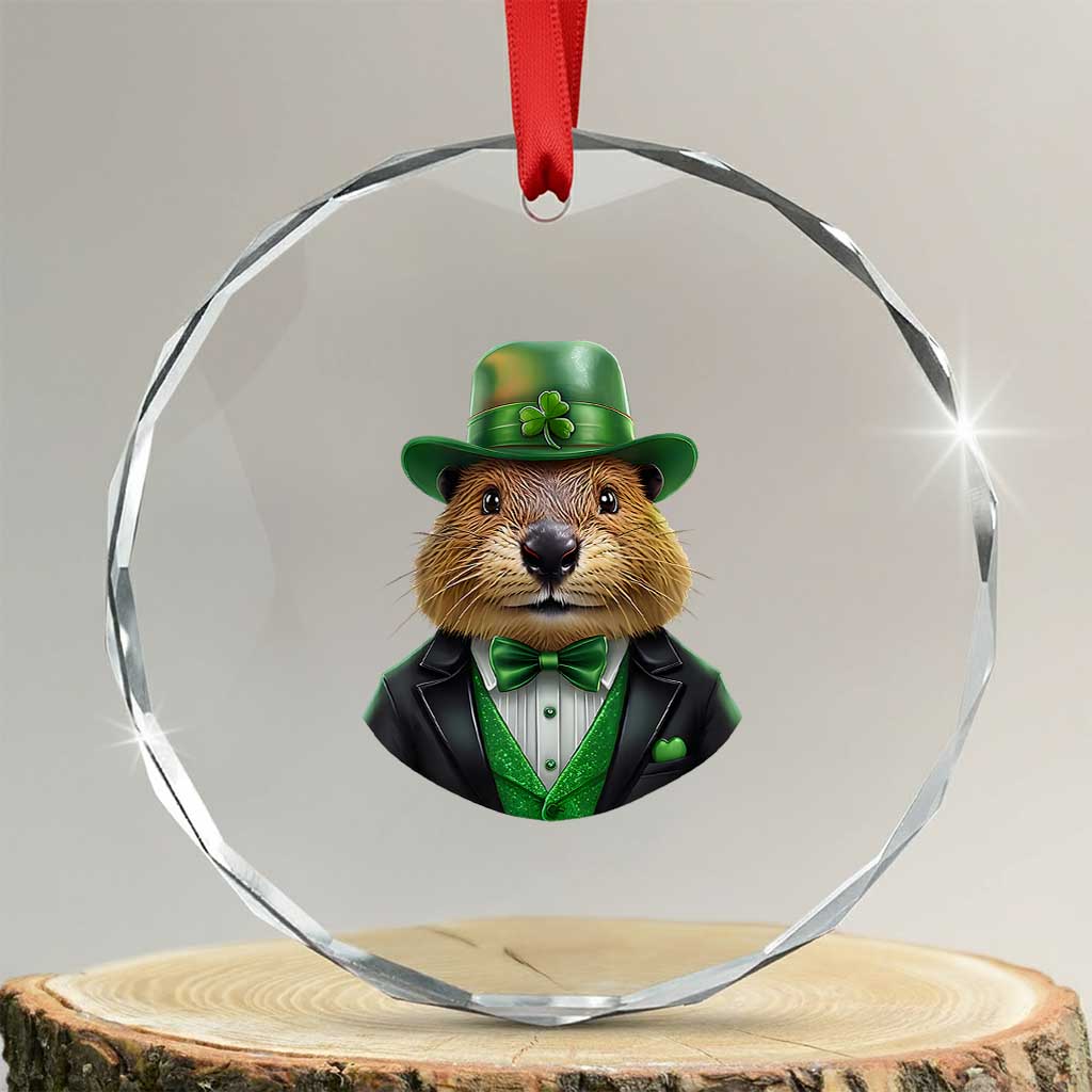 Funny Groundhog Leprechaun Crystal Glass Ornament Woodchuck Happy St Patrick's Day TS02 Transparent Glass 3'' Circle Print Your Wear