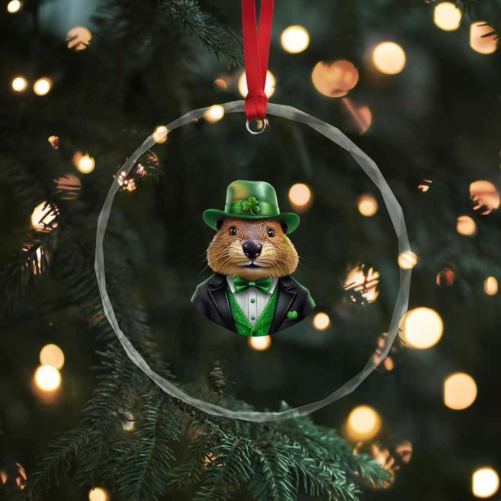 Funny Groundhog Leprechaun Crystal Glass Ornament Woodchuck Happy St Patrick's Day TS02 Print Your Wear