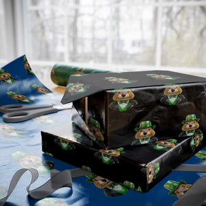 Funny Groundhog Leprechaun Wrapping Paper Roll Woodchuck Happy St Patrick's Day TS02 Black Print Your Wear