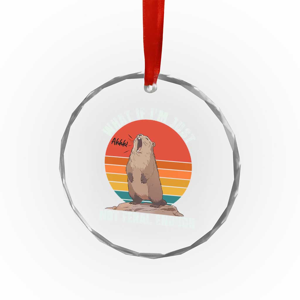 Funny Groundhog Meme Crystal Glass Ornament What If I Am Just Not Feral Enough TS14 Print Your Wear