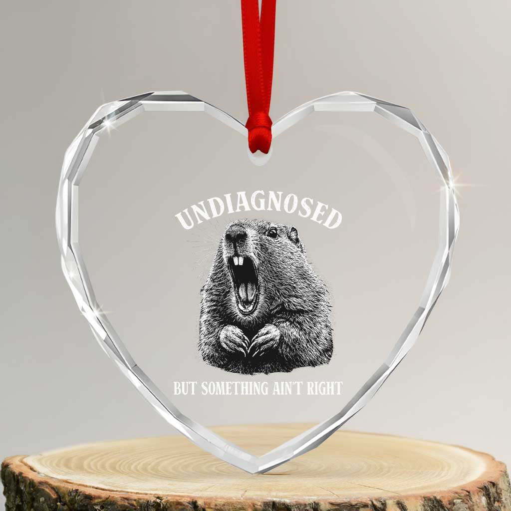 Funny Groundhog Meme Undiagnosed But Something Aint Right Heart Crystal Glass Ornament TS10 Transparent Glass 3'' Heart Print Your Wear