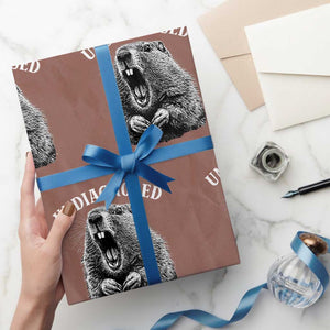 Funny Groundhog Meme Undiagnosed But Something Aint Right Wrapping Paper Roll TS10 Mocha Print Your Wear