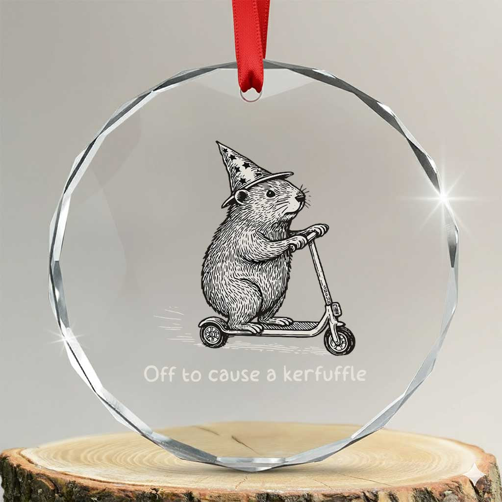 Funny Groundhog Off To Cause A Kerfuffle Crystal Glass Ornament TS10 Transparent Glass 3'' Circle Print Your Wear