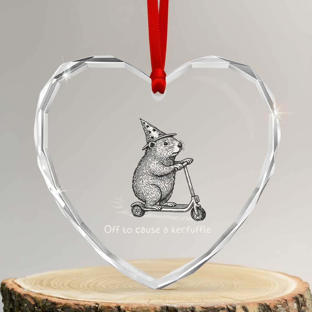 Funny Groundhog Off To Cause A Kerfuffle Heart Crystal Glass Ornament TS10 Transparent Glass 3'' Heart Print Your Wear