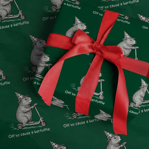 Funny Groundhog Off To Cause A Kerfuffle Wrapping Paper Roll TS10 Green Print Your Wear