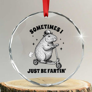 Funny Groundhog Scooter Crystal Glass Ornament Sometimes I Just Be Fartin TS14 Transparent Glass 3'' Circle Print Your Wear