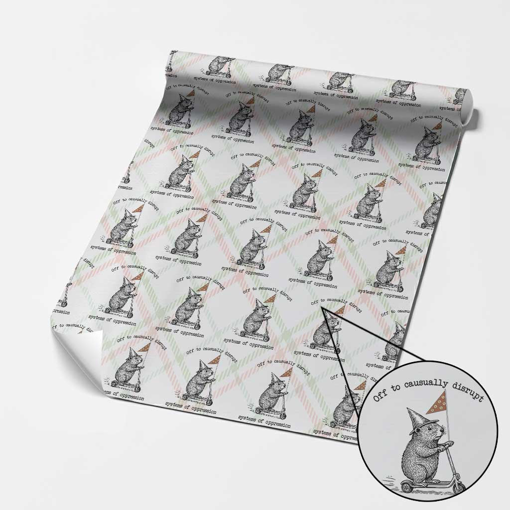 Funny Groundhog Scooter Meme Wrapping Paper Roll Off To Causually Disrupt System Of Oppression TS14 Christmas Plaid Print Your Wear