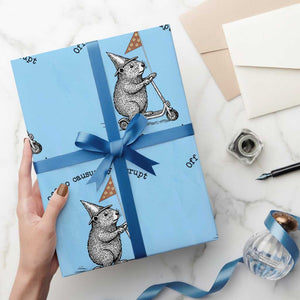 Funny Groundhog Scooter Meme Wrapping Paper Roll Off To Causually Disrupt System Of Oppression TS14 Light Blue Print Your Wear