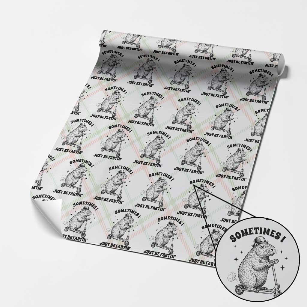 Funny Groundhog Scooter Wrapping Paper Roll Sometimes I Just Be Fartin TS14 Christmas Plaid Print Your Wear