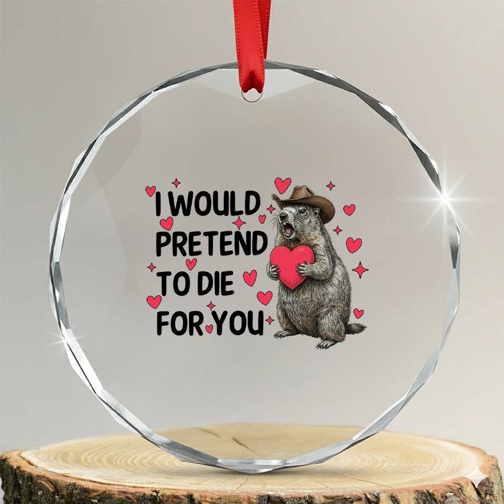 Funny Groundhog Valentines Crystal Glass Ornament I Would Pretend To Die For You TS14 Transparent Glass 3'' Circle Print Your Wear