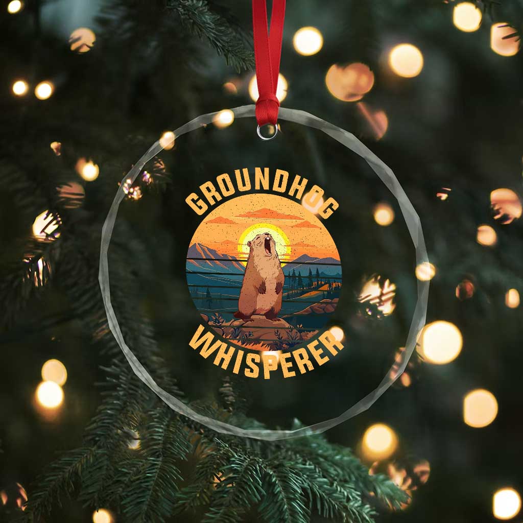 Funny Groundhog Whisperer Crystal Glass Ornament Screaming Woodchuck Mountain Forest TS11 Print Your Wear