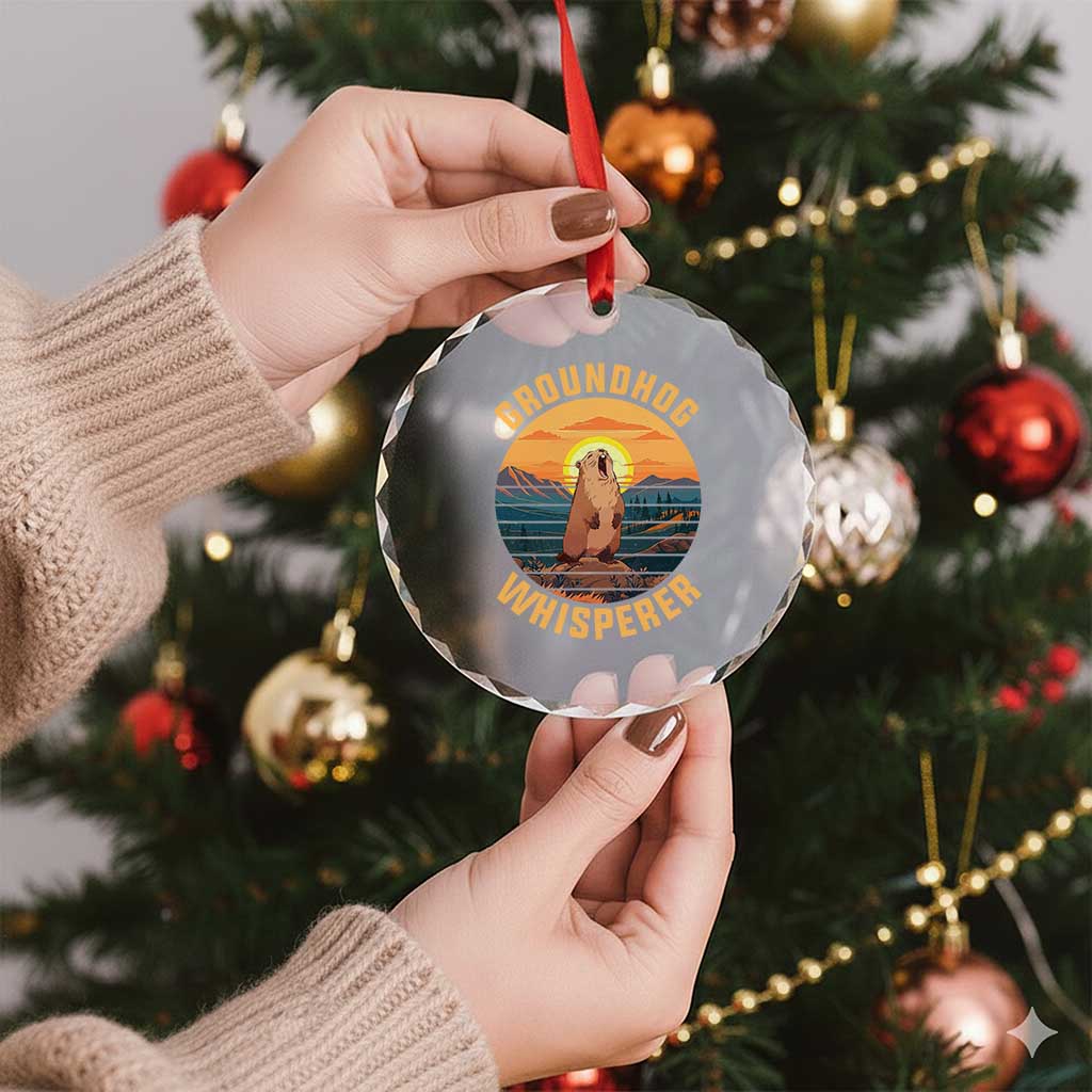 Funny Groundhog Whisperer Crystal Glass Ornament Screaming Woodchuck Mountain Forest TS11 Print Your Wear