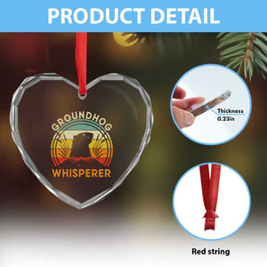 Funny Groundhog Whisperer Heart Crystal Glass Ornament Retro Vintage Woodchuck Lover TS11 Print Your Wear