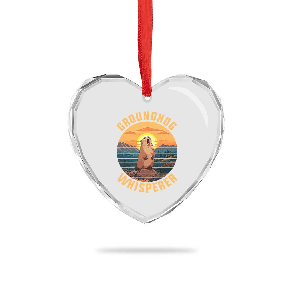 Funny Groundhog Whisperer Heart Crystal Glass Ornament Screaming Woodchuck Mountain Forest TS11 Print Your Wear